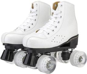 img 3 attached to 👟 FTYUNWE Adult Women's Roller Skates - Outdoor Quad Roller Shoes with Light-Up Wheels, Unisex Classic High-Top Quad Rink Skates Adjustable for Girls, Men, Kids, and Beginners - White, Size 37EU / 6.5US