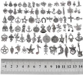 img 2 attached to 📿 RUBYCA 80Pcs Tibetan Silver Color Charms & Pendants for Jewelry Making, Assorted Mixed Silver Charms, Crafting Supplies – Just Like in the Picture (Mix5)