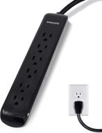 ⚡️ philips 6-outlet surge protector: 10 ft extension cord, sleek design for home or office, etl listed logo