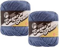 🧵 lily sugar 'n cream 100% cotton yarn (2-packs) - solids - blue jeans ss #18116 - bulk buy, super size skeins - 4 oz. logo