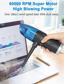 img 3 attached to 🌬️ Cordless Electric Air Duster - Air Blower & Vacuum Cleaner 2 in 1, Superior to Canned Air Spray Cleaner for Computer Keyboard Electronics, Handheld Mini Portable Car Vacuum with Enhanced SEO