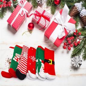 img 2 attached to Cozy Christmas Socks: 6 Pairs of Holiday Warm Cotton Socks 🧦 for Kids, Perfect Xmas Crew Slipper Socks Gift for Boys and Girls