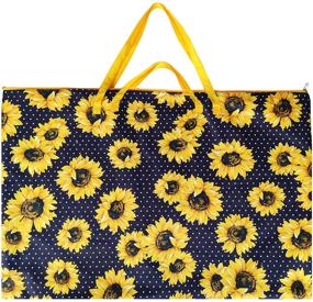 img 4 attached to Large 24x36 Inch Art Portfolio Case with Lightweight Design, Waterproof Nylon Tote 🌻 Bag for Poster Board Storage, Student Art Work Portfolio Case with Shoulder Strap (Sunflower)