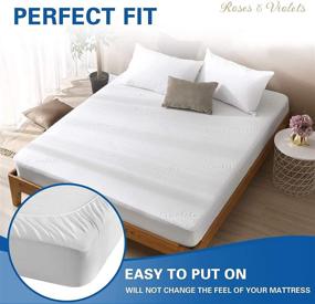 img 1 attached to 🌸 Twin Size Waterproof Mattress Protector - Roses & Violets, Premium Bamboo Mattress Cover