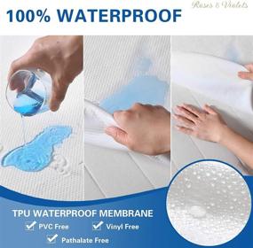 img 2 attached to 🌸 Twin Size Waterproof Mattress Protector - Roses & Violets, Premium Bamboo Mattress Cover