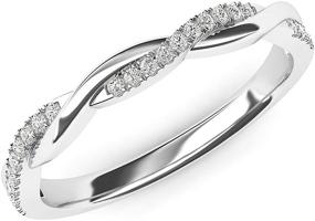 img 3 attached to 💍 2.5mm Petite Twisted Vine Simulated Diamond Wedding Band Matching Ring in 14k White Gold