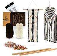 🧶 complete macrame kit for adults beginners - includes grayblock macrame supplies with cotton cord, wooden beads & rings, instruction book, and video guide - perfect diy craft knitting set logo