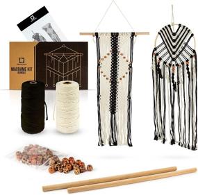 img 4 attached to 🧶 Complete Macrame Kit for Adults Beginners - Includes Grayblock Macrame Supplies with Cotton Cord, Wooden Beads & Rings, Instruction Book, and Video Guide - Perfect DIY Craft Knitting Set