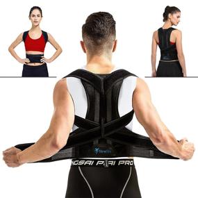 img 4 attached to Posture Corrector Back Brace for Women and Men with Waist Size of 31.5 - 35.4 inches - Provides Back Support Belt