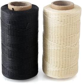 img 4 attached to 🧵 High Quality 2pcs Leather Sewing Hand Stitching Craft Waxed Thread Cord (Black and Beige)