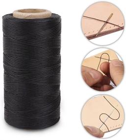 img 1 attached to 🧵 High Quality 2pcs Leather Sewing Hand Stitching Craft Waxed Thread Cord (Black and Beige)