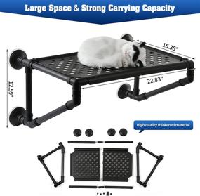 img 3 attached to Large Black Cat Bed with Screw Suction Cups, Window Hammock Seat, and Window Perch - Includes Free Blanket (Support - Single Layer)