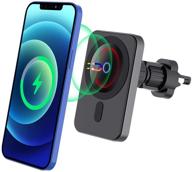 magnetic wireless car charger - hohosb mag-safe with magnetic attachment and alignment - 🚗 compatible with iphone 12/12 pro/12 mini/12 pro max - fast charging car mount - n6-square-black logo