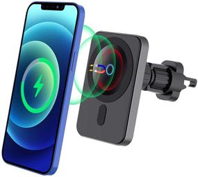 img 4 attached to Magnetic Wireless Car Charger - Hohosb Mag-Safe with Magnetic Attachment and Alignment - 🚗 Compatible with iPhone 12/12 Pro/12 mini/12 Pro Max - Fast Charging Car Mount - N6-Square-Black