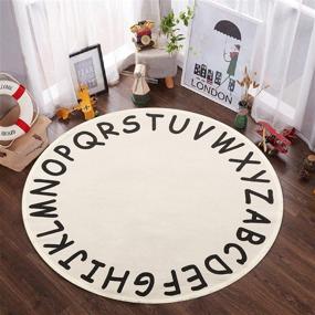 img 4 attached to 🎠 ABC Kids Round Rug: Soft Cotton Throw Area Rug with Tassels for Toddler Room; Educational, Washable & Stylish Nursery Teepee Tent Carpet - 4ft Cream Alphabet Play Mat for Bedroom or Living Room