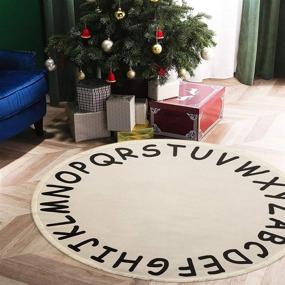 img 3 attached to 🎠 ABC Kids Round Rug: Soft Cotton Throw Area Rug with Tassels for Toddler Room; Educational, Washable & Stylish Nursery Teepee Tent Carpet - 4ft Cream Alphabet Play Mat for Bedroom or Living Room