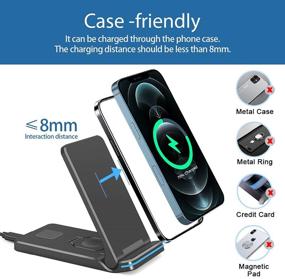 img 2 attached to 🔌 3 in 1 Foldable Wireless Charger Station for iWatch, AirPods, Qi Fast Wireless Charging Stand for iPhone 13/12/11 Series/XS MAX/XS/XR/X/8/8 Plus, Samsung Cell Phone - Black