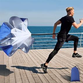 img 4 attached to ⚽️ Speed Training for Football Soccer: 56 Inch Resistance Running Parachute with Carry Bag - Designed for Kids, Youth, and Adults