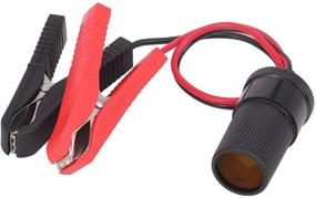 img 4 attached to Yeworth 15 Inch 12V Battery Terminal Clip-on Car Cigarette Lighter Socket Adapter with Battery Alligator Clamps: Cigarette Splitter Plug Extension Cord