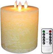 telosma 3-moving wick large flameless pillar candles: remote control, dimmer flickering function, battery operated, ivory, flat top логотип