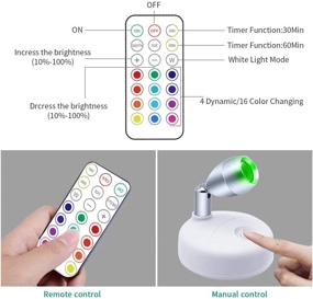 img 2 attached to 🔦 Battery Operated Wireless Spotlight: RGB+W LED Puck Lights with Remote, Dimmer & Timer – Portable Accent Lights for Artwork, Painting, Statue – Adjustable Angle