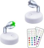 🔦 battery operated wireless spotlight: rgb+w led puck lights with remote, dimmer & timer – portable accent lights for artwork, painting, statue – adjustable angle логотип