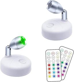 img 4 attached to 🔦 Battery Operated Wireless Spotlight: RGB+W LED Puck Lights with Remote, Dimmer & Timer – Portable Accent Lights for Artwork, Painting, Statue – Adjustable Angle