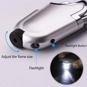 img 2 attached to Black & Silver Refillable Butane Torch Lighter Set - 2pcs, with 360° Flexible Neck, Flashlight, for Grill BBQ Camping - Ideal Mens Gifts (Butane Gas Not Included)