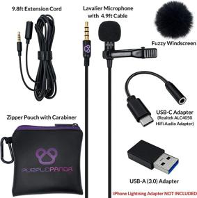 img 3 attached to Purple Panda PC USB Lavalier Lapel Microphone: Ultimate Plug & Play Lav Mic with Adapter, Ideal for MacBook, Laptop, iMac, Desktop – Clip On Mic with Long 9.8ft Extension Cord