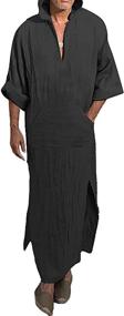 img 3 attached to 👔 Yaohuole V Neck Sleeve Kaftan: Stylish, Comfortable Men's Casual Wear and Sleep & Lounge Attire