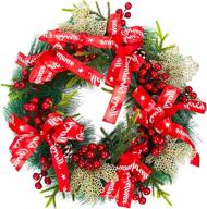 🎄 mtsce 18-inch artificial christmas wreath: pine cones, berries, ribbon - perfect indoor/outdoor xmas decoration logo