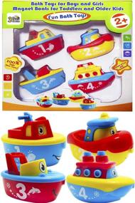 img 4 attached to Веселый и образовательный набор магнитных лодок для малышей и детей - 3 пчелы и я ванны игрушки для мальчиков и девочек