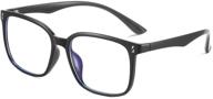 cnlo blue light blocking glasses for eye strain relief - large frame computer eyewear with anti-uv clear lens, lightweight frame for men and women (black) logo