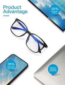 img 2 attached to CNLO Blue Light Blocking Glasses for Eye Strain Relief - Large Frame Computer Eyewear with Anti-UV Clear Lens, Lightweight Frame for Men and Women (Black)