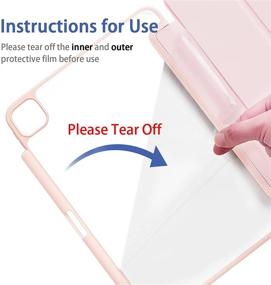 img 3 attached to Ghinl iPad Pro 11-Inch Case (2021/2020) with Pencil Holder - Lightweight Acrylic 🎨 Transparent Smart Cover, Trifold Stand, Auto Sleep/Wake - Pink (Pencil 2 Wireless Charging Compatible)