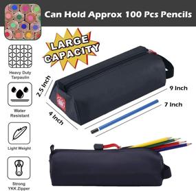 img 1 attached to 🖋️ Rough Enough Large Capacity Pencil Case: Ideal Pen Bag for Kids, Teens, Office, and Outdoor - Black