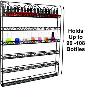 img 3 attached to 🔘АМТ 6-тирный металлический стеллаж для лаков для ногтей: черная настенная полка на 108 флаконов. Лучший держатель для лаков для ногтей и органайзер эфирных масел для дома, салона и спа (108 флаконов - черный)