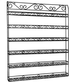img 1 attached to 🔘АМТ 6-тирный металлический стеллаж для лаков для ногтей: черная настенная полка на 108 флаконов. Лучший держатель для лаков для ногтей и органайзер эфирных масел для дома, салона и спа (108 флаконов - черный)