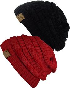 img 1 attached to C C Trendy Chunky Stretch Beanie Outdoor Recreation for Climbing