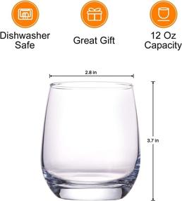 img 3 attached to Premium Stemless Wine Glass Set - Elegant Cocktail Glasses for Daily Use, Dishwasher Safe - 🍷 Durable 12 Ounce Water Drinking Cups for Red and White Wine - Party Glassware Set of 4