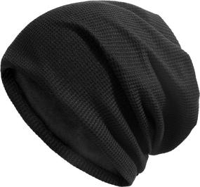 img 4 attached to 🧢 Womens Knitted Beanie: Stylish Waffle Slouchy Skullcap for Men, Stretchy Thin Acrylic Hat by Lvaiz