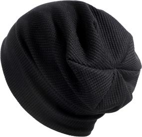 img 3 attached to 🧢 Womens Knitted Beanie: Stylish Waffle Slouchy Skullcap for Men, Stretchy Thin Acrylic Hat by Lvaiz