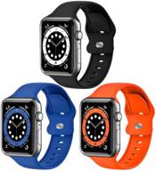 📱 premium silicone upgrade bands: compatible with apple watch 38mm 40mm 41mm - set of 3 soft replacement straps for iwatch se series 7 6 5 4 3 2 1-smartwatch band logo