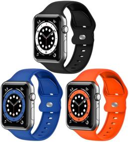 img 4 attached to 📱 Premium Silicone Upgrade Bands: Compatible with Apple Watch 38mm 40mm 41mm - Set of 3 Soft Replacement Straps for iWatch SE Series 7 6 5 4 3 2 1-Smartwatch Band