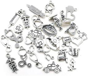 img 3 attached to 🩺 85pcs Craft Supplies Antique Silver Medical Nurse Charms Stethoscope Syringe Nurse Cap Hat Charms for Jewelry Making Crafting Findings Accessory for DIY Necklace Bracelet (M297)