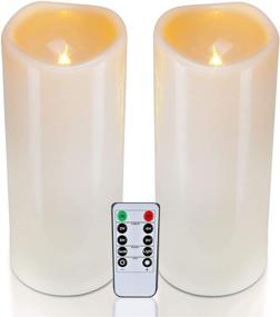 img 4 attached to 🕯️ Homemory 4x10 Waterproof Outdoor Flameless Candles with Remote Control & Timer - Set of 2