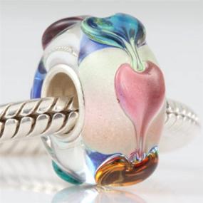 img 3 attached to 🌸 Lampwork Murano Charm - 925 Sterling Silver Glass Flower & Leaf Charm for DIY Charms Bracelet