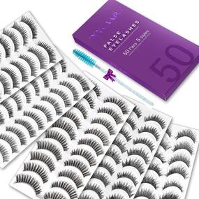 img 4 attached to NYCAAR 50 Pairs of False Eyelashes - Natural, Soft, and Comfortable Fake Lashes Pack in 5 Styles (Includes 10 Pairs Each)