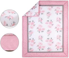 img 3 attached to 🌸 Peanutshell Baby Girls Pink Floral Nursery Bedding Set - 3 Piece Collection: Crib Comforter, Fitted Sheet, Dust Ruffle