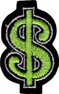 dollar sign patch - embroidered 💲 iron on or sew on patch for sale logo